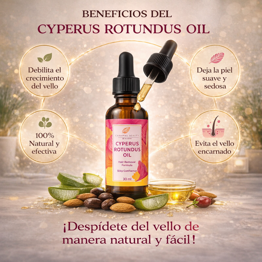 Aceite Cyperus Rotundus: Reduce El Vello, Piel Suave y Lisa
